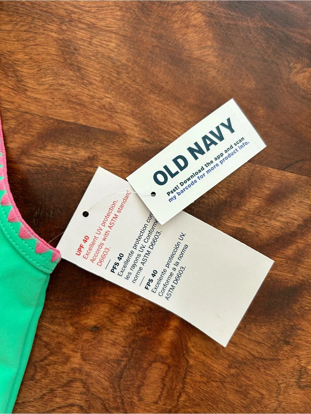 💚 NWT! Old Navy Girls Green One Piece Swimsuit with Pink Trim